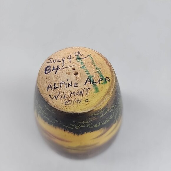 Vintage Black Forest German Carved Hand Painted 3D Wood Vase Vintage 3” 1984 - Picture 6 of 6